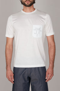 T-shirt à poche avec motif - Blanc