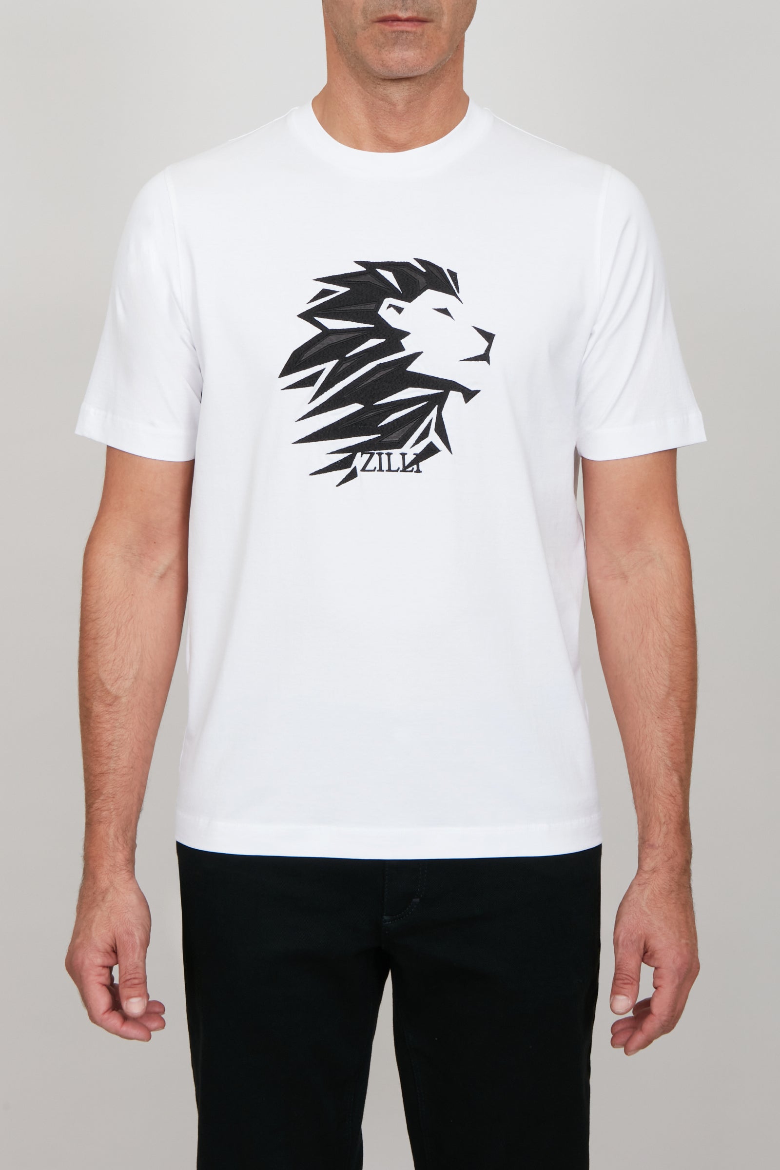 T-shirt à motif brodé - Blanc & Noir