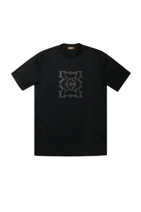 T-shirt à motif géométrique et détail - Noir