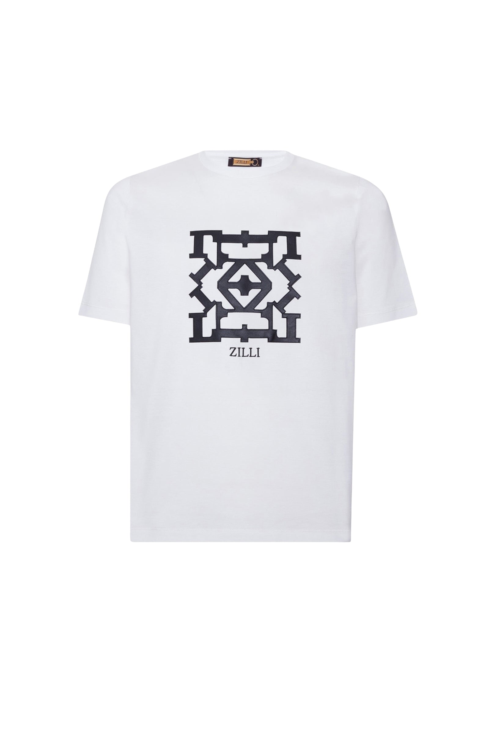 T-shirt à motif géométrique texturé - Blanc & Noir