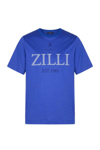 Round-neck T-shirt with logo - Electric Blue