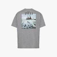 T-shirt à grand imprimé paysage - Gris