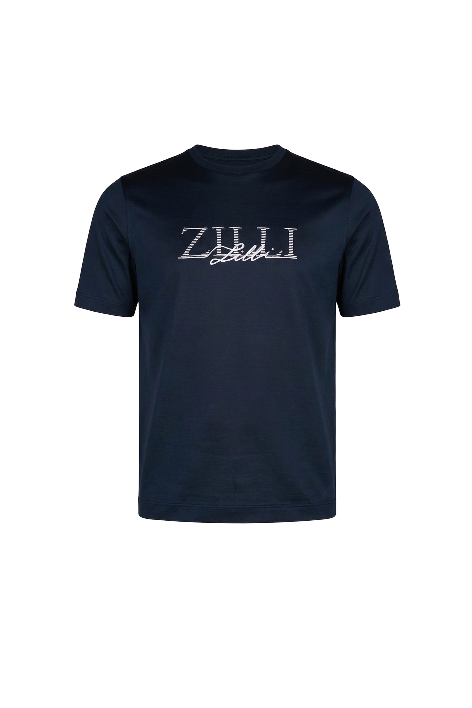 T-shirt à broderie logo et motif rayé - Bleu