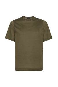 T-shirt à logo brodé et col côtelé - Vert