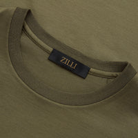 T-shirt à logo brodé et col côtelé - Vert