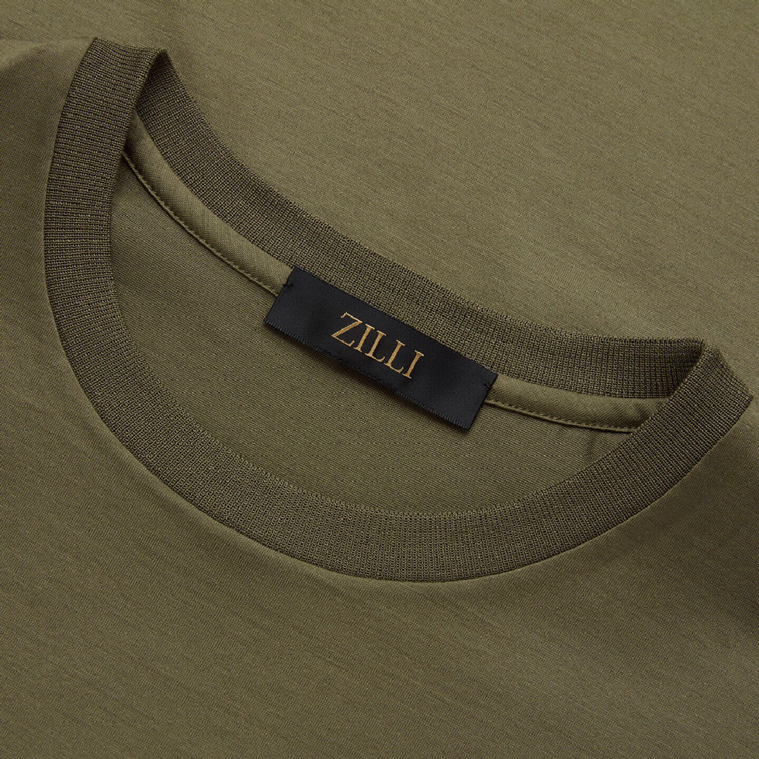 T-shirt à logo brodé et col côtelé - Vert