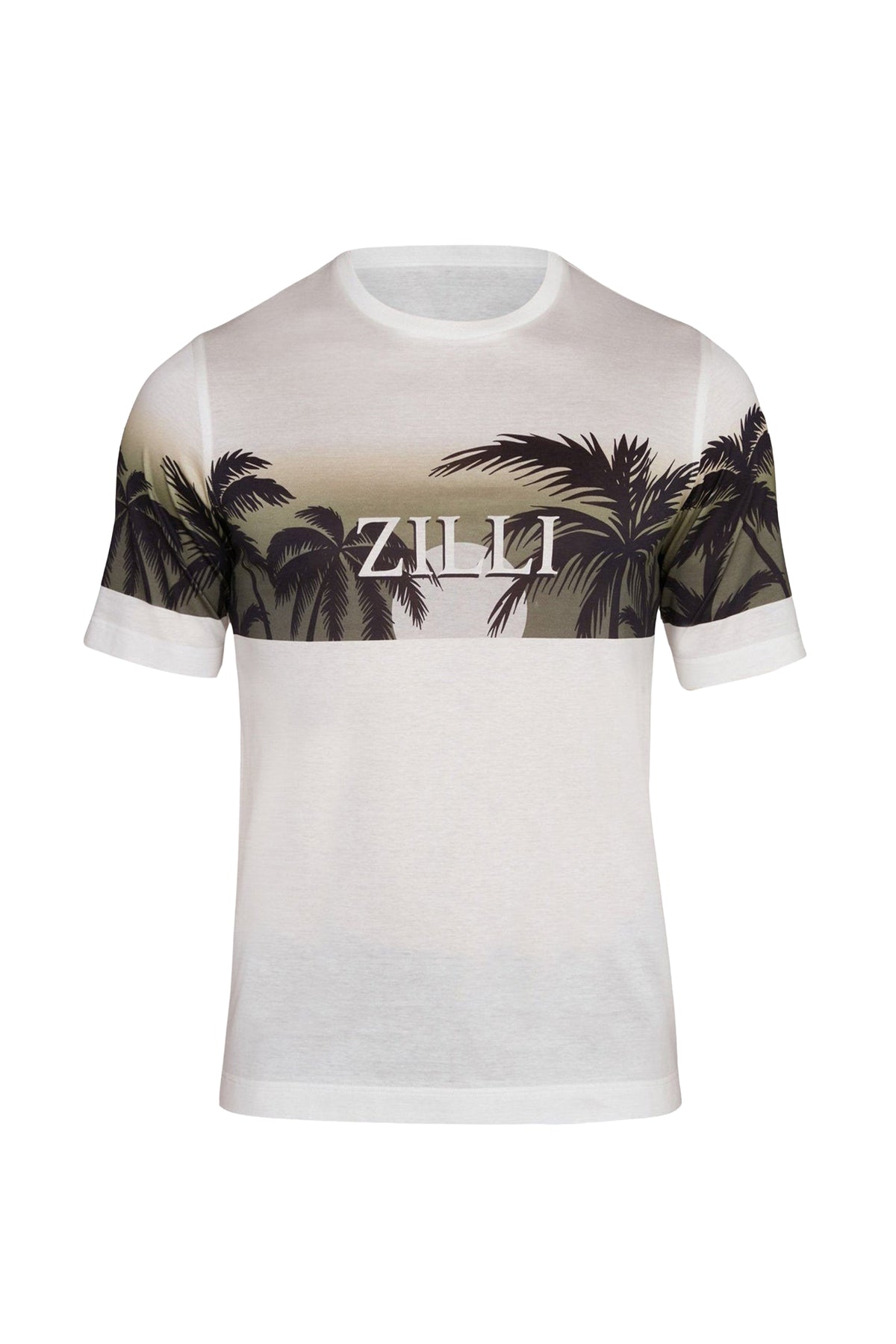 T-shirt with palm tree print and gradient - Kaky Green