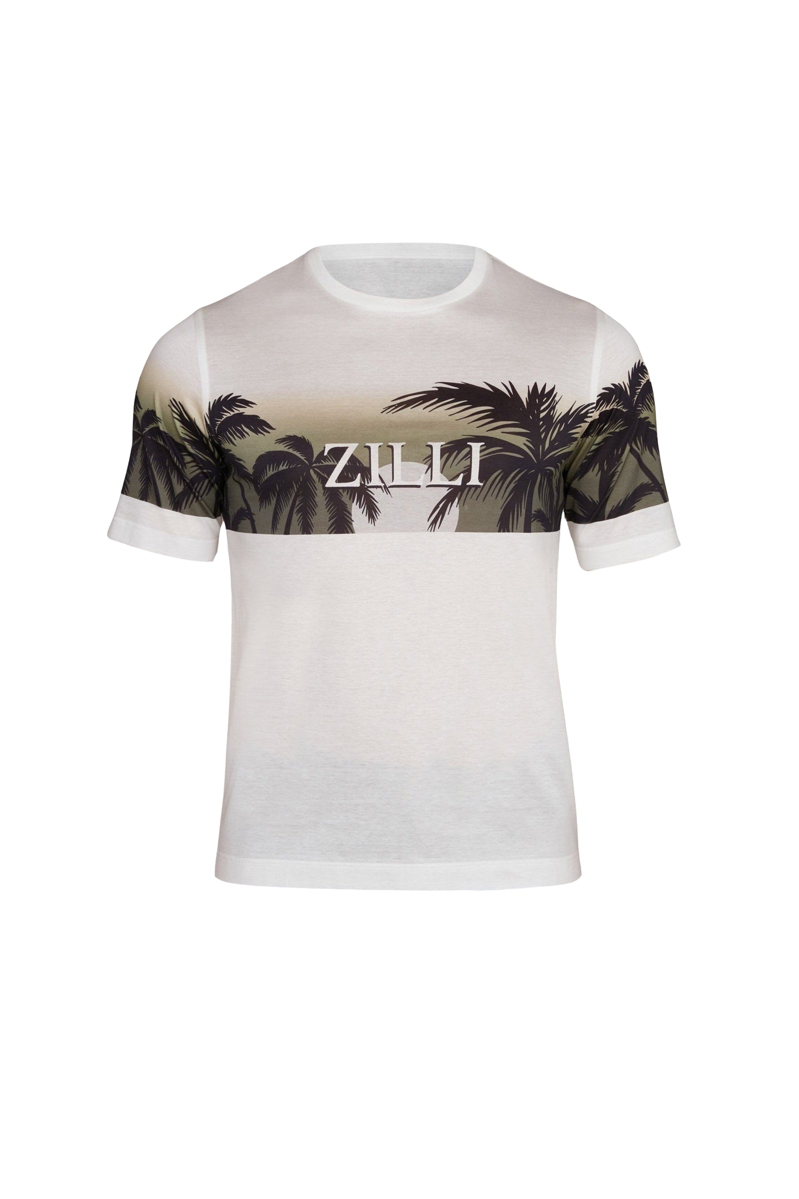 T-shirt à motif palmier et dégradé - Kaky Green