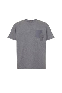 T-shirt à maille chinée et broderie - Gris