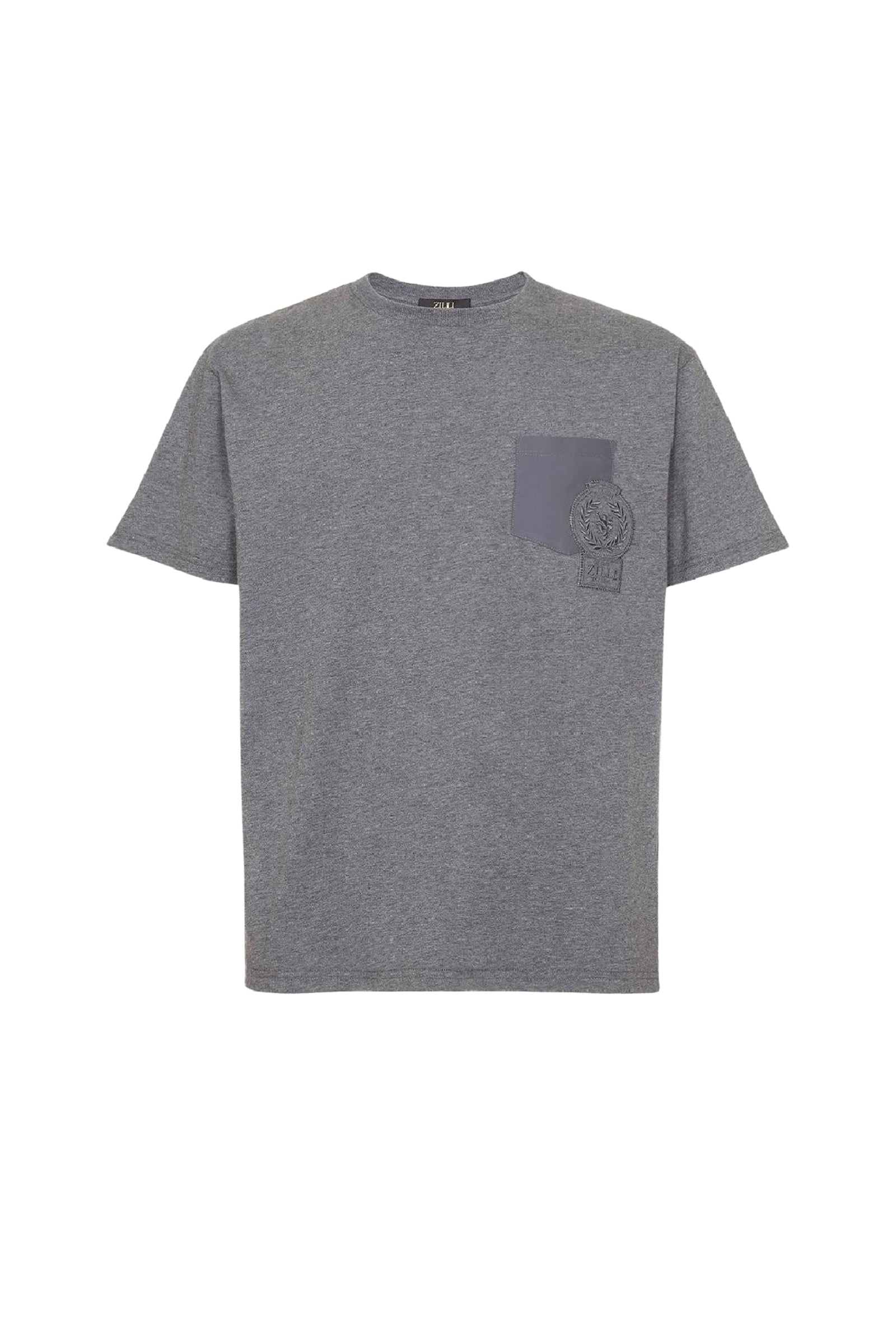 T-shirt à maille chinée et broderie - Gris