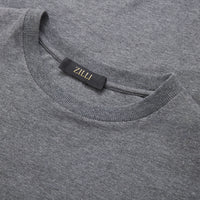 T-shirt à maille chinée et broderie - Gris