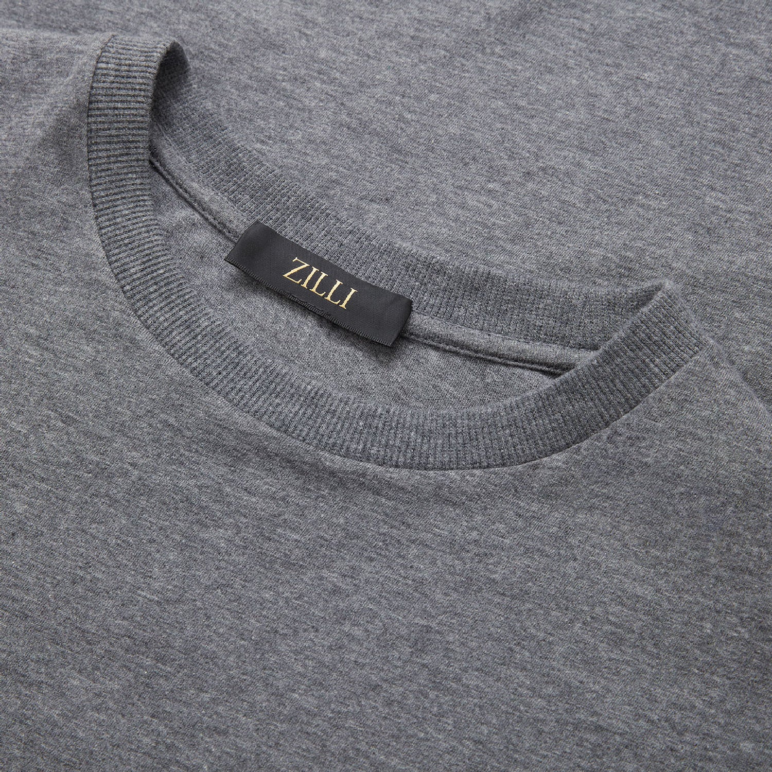 T-shirt à maille chinée et broderie - Gris