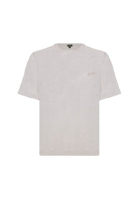 T-shirt à texture chinée et col côtelé en lin - Beige
