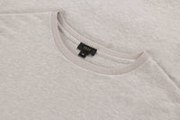 T-shirt à texture chinée et col côtelé en lin - Beige