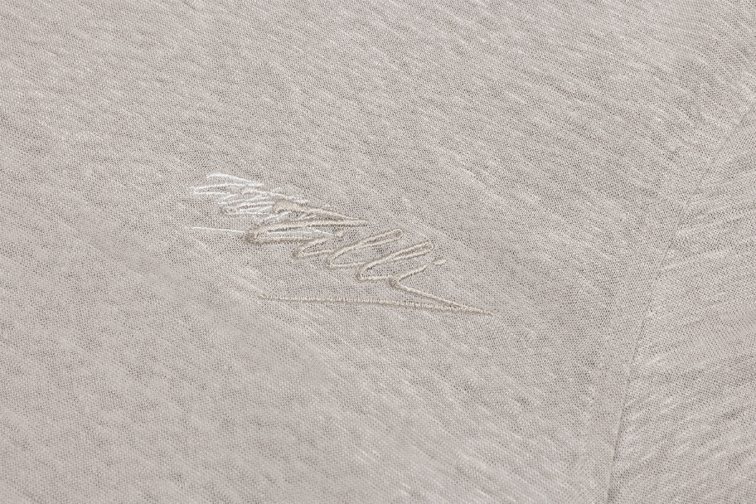 T-shirt à texture chinée et col côtelé en lin - Beige
