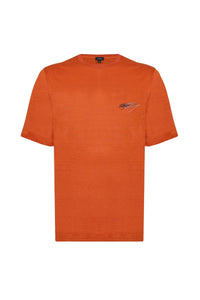 T-shirt texturé en lin - Orange