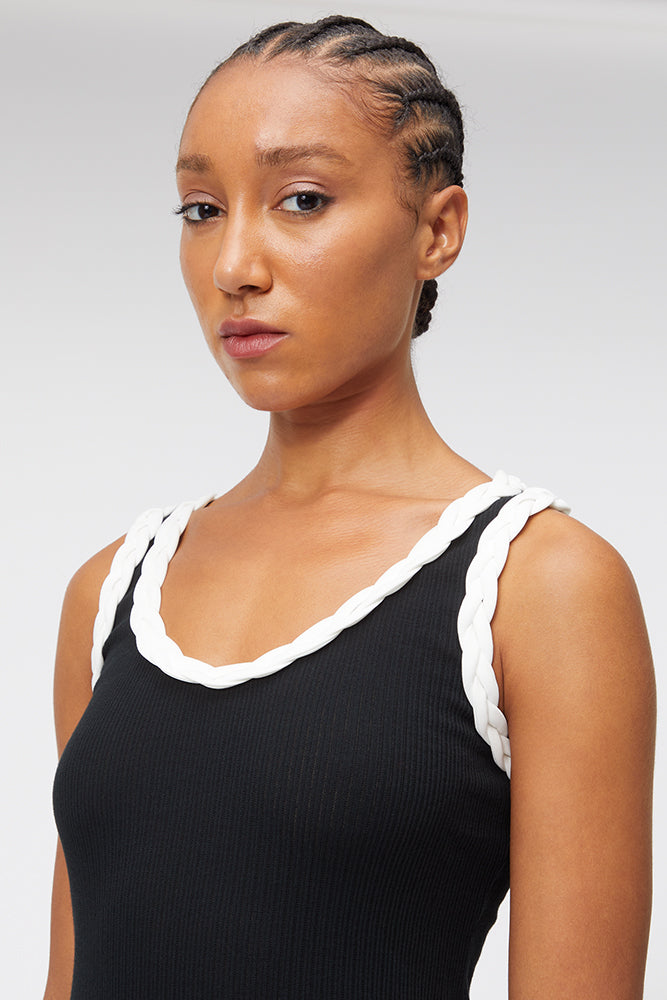 Black / BRAID DETAIL TANK TOP