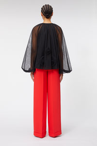 Black / ROSE APPLIQUE BLOUSE