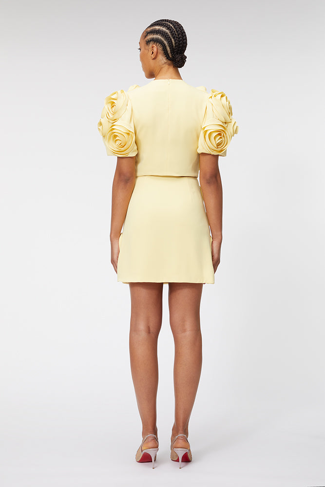 Yellow / ROSE APPLIQUE CROPPED TOP