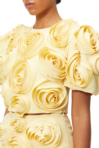 Blouse avec rose - Yellow