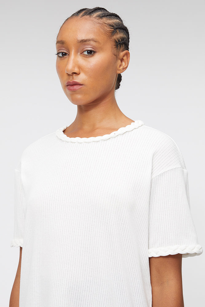 White / BRAID DETAIL T-SHIRT