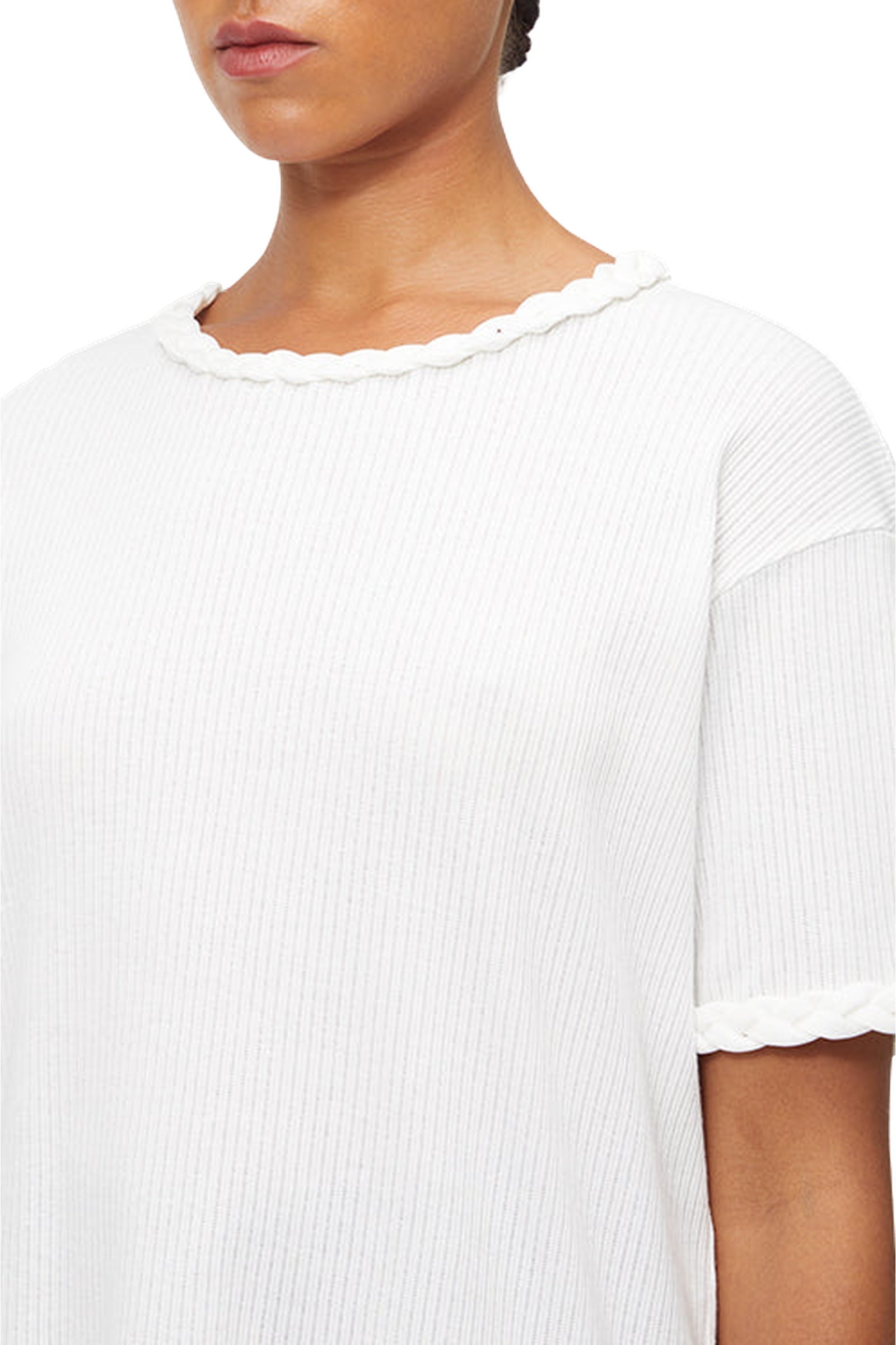 T-shirt avec détails tressés - White