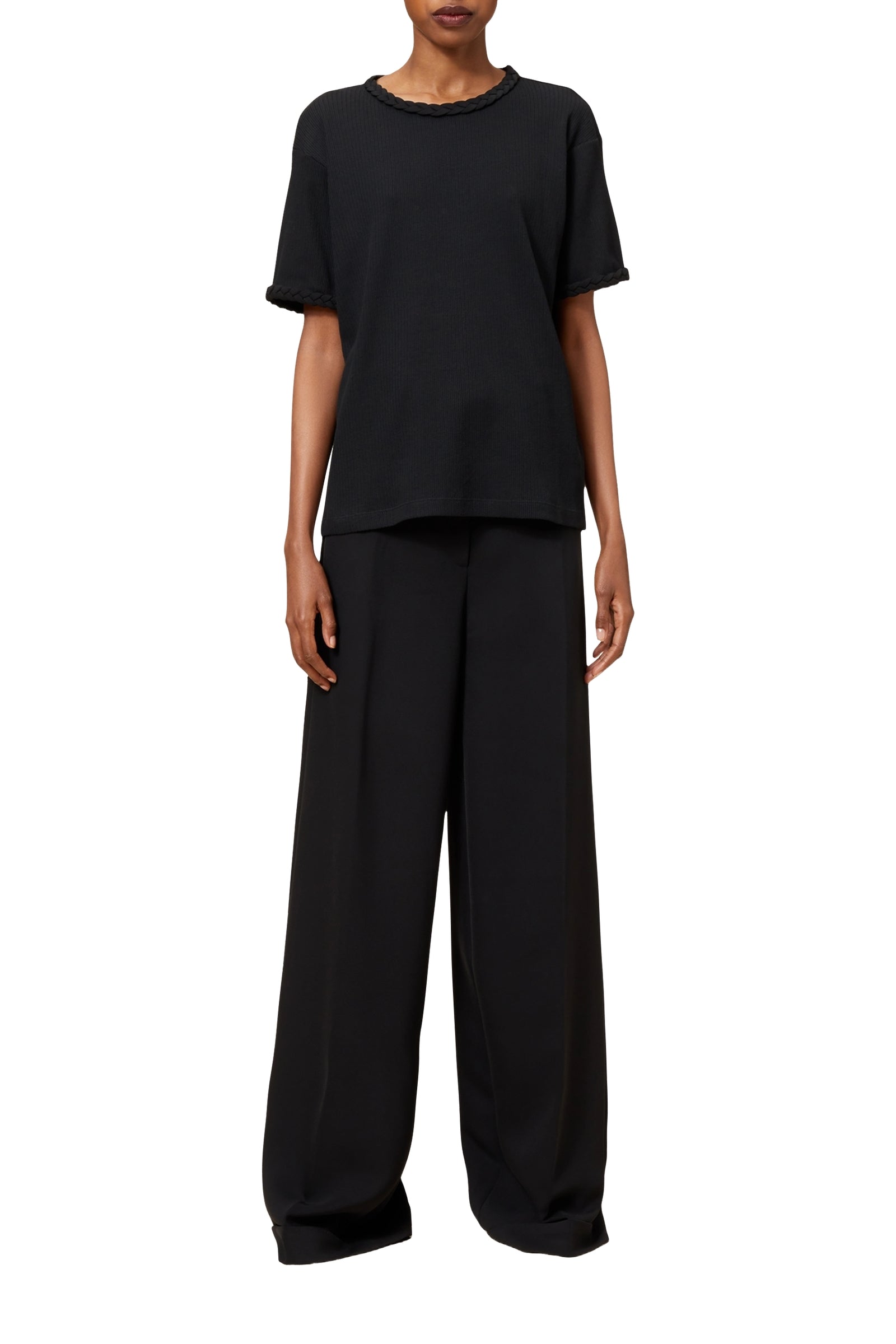 T-shirt avec détails tressés - Black