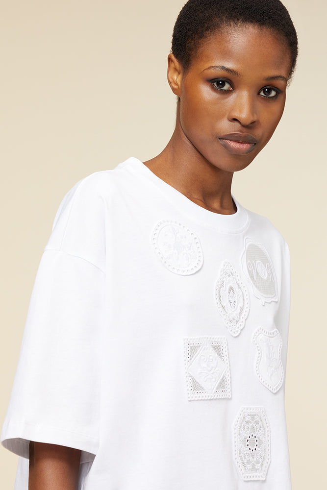 White / EMBROIDERY BOXY T-SHIRT