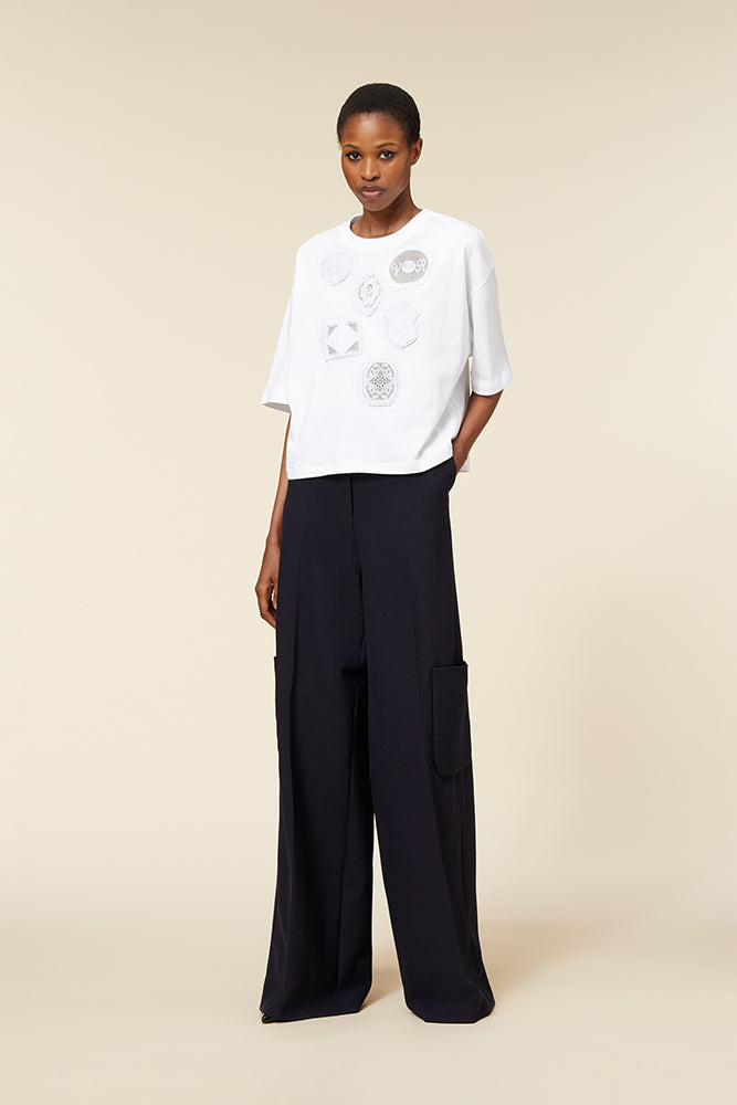 White / EMBROIDERY BOXY T-SHIRT