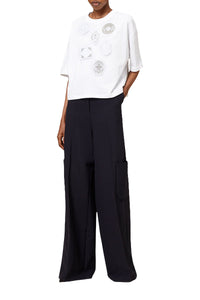 T-shirt boxy brodé - White