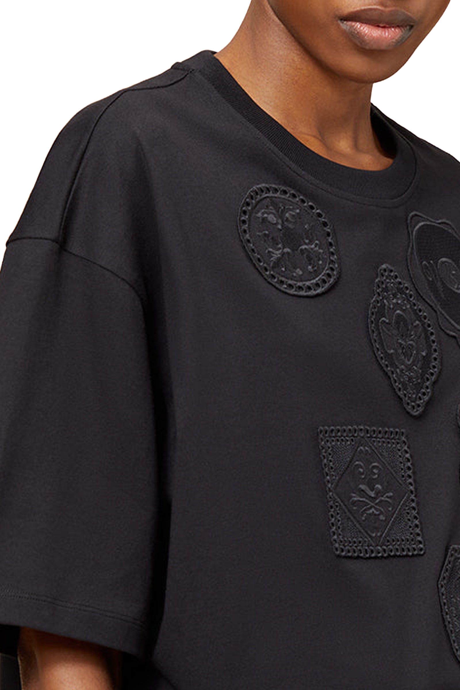 T-shirt boxy brodé - Black