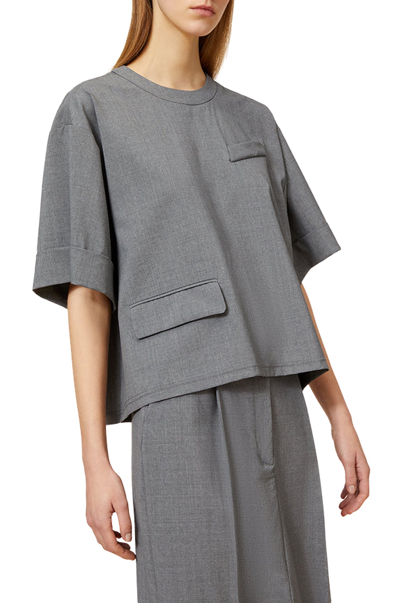 T-shirt boxy en laine - Grey