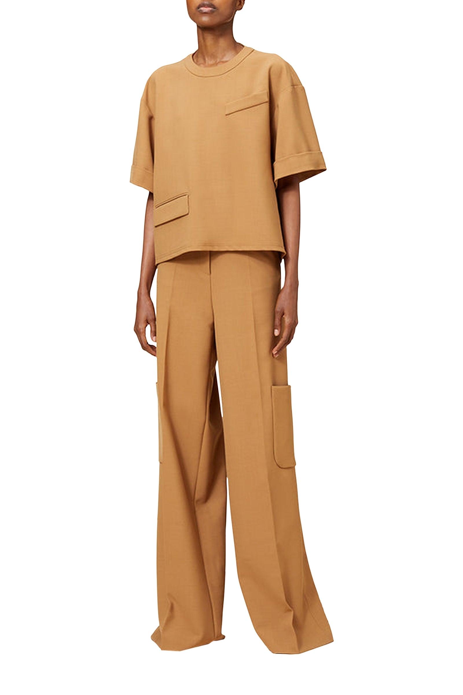 T-shirt boxy en laine mélangée - Brown