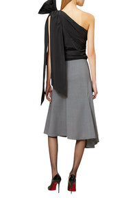Chemise asymétrique drapée avec nœud - Black