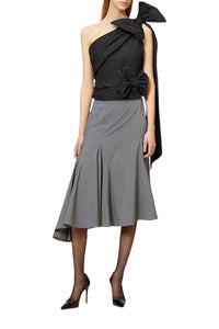 Chemise asymétrique drapée avec nœud - Black