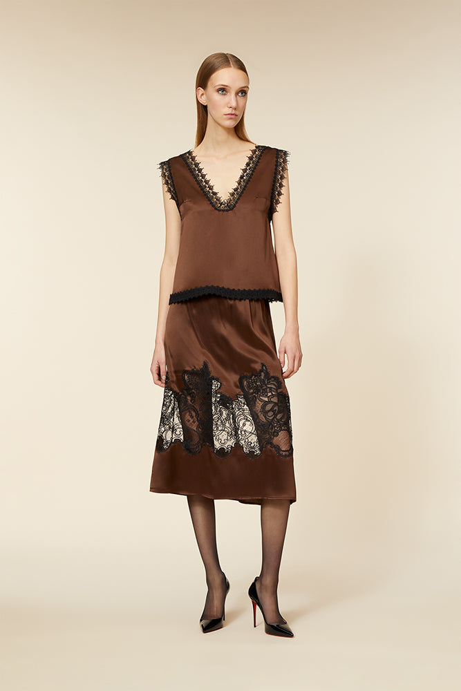 Brown / LACE CAMISOLE TOP