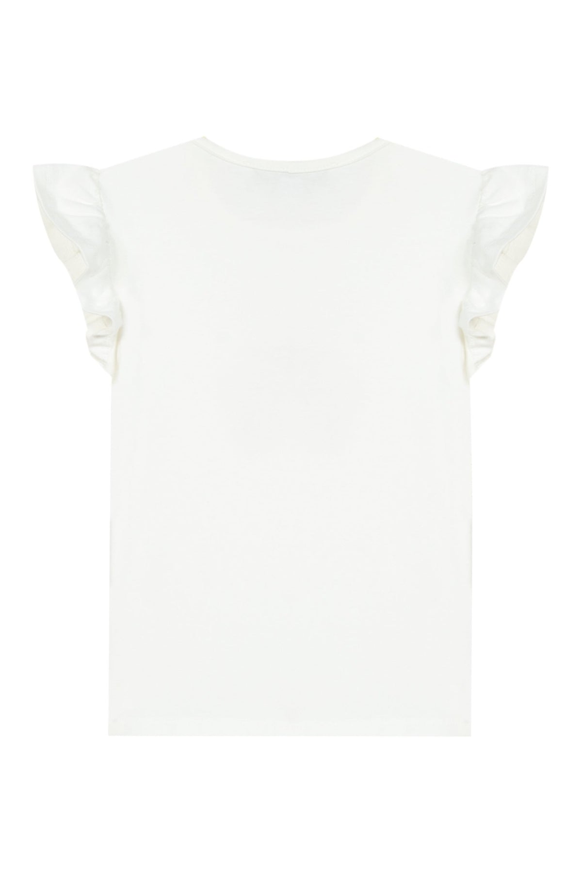 T-shirt à monogramme fleuri et volants en coton - Écru