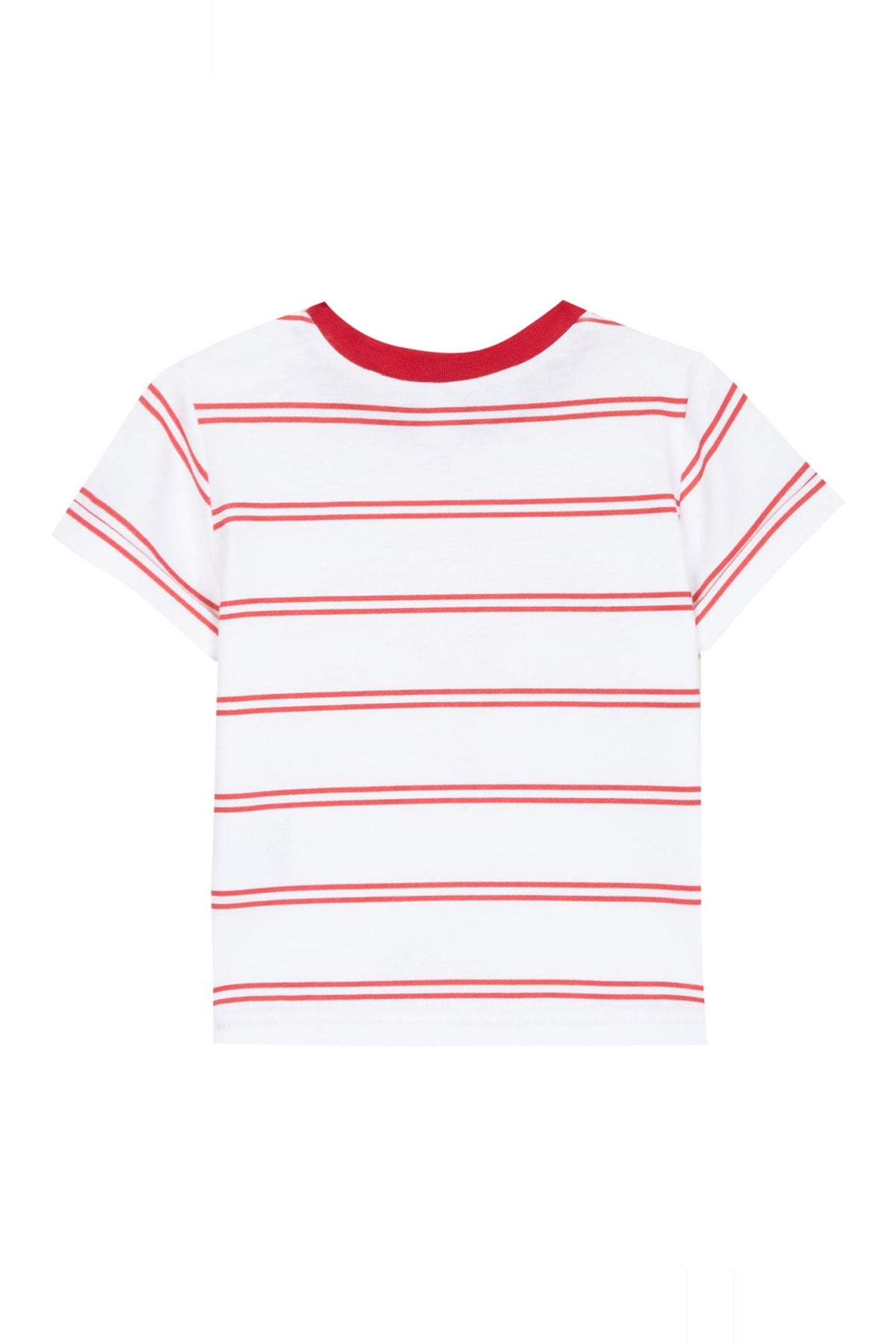 T-shirt rayé à col contrasté en cachemire
 - Blanc