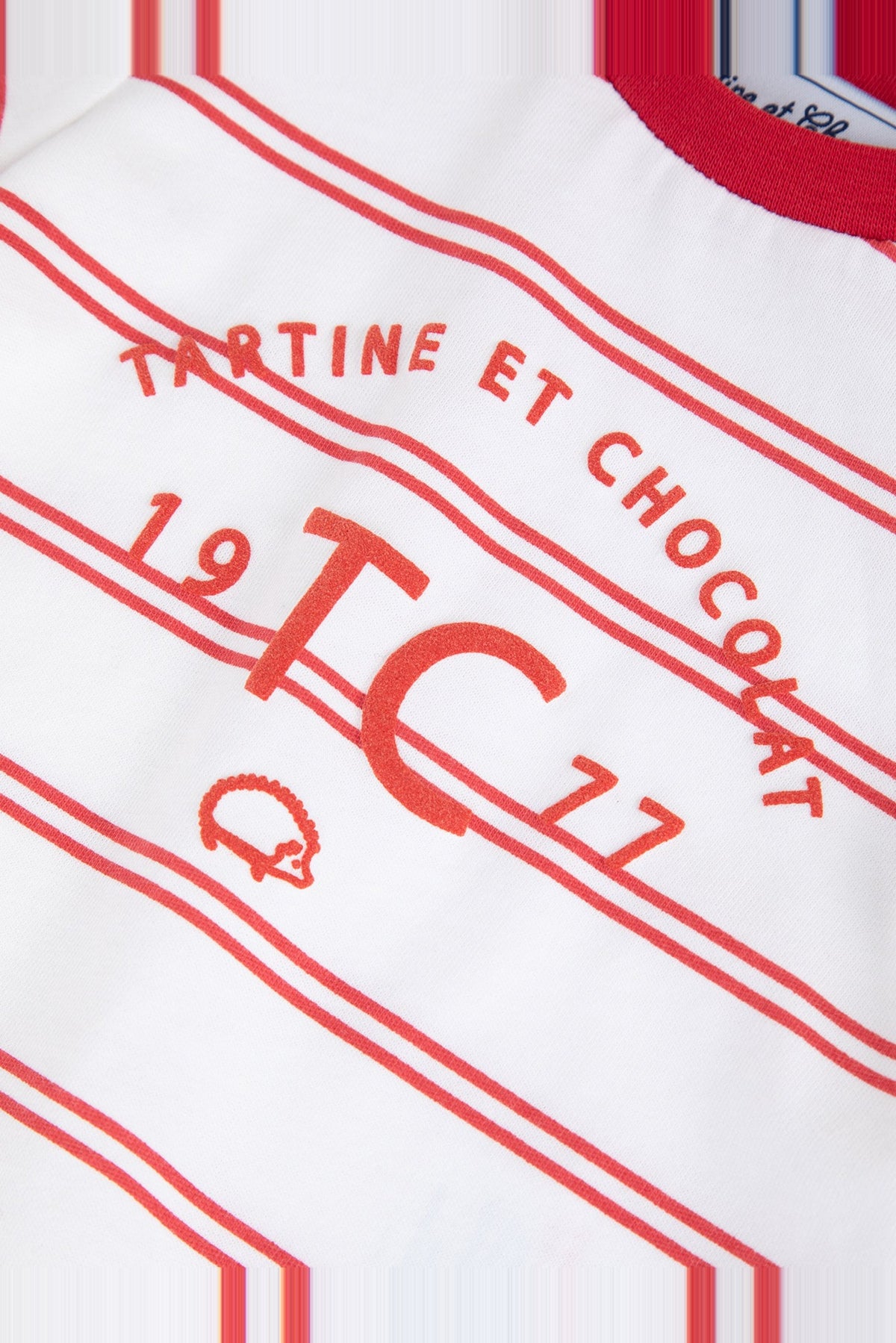 T-shirt rayé à col contrasté en cachemire
 - Blanc