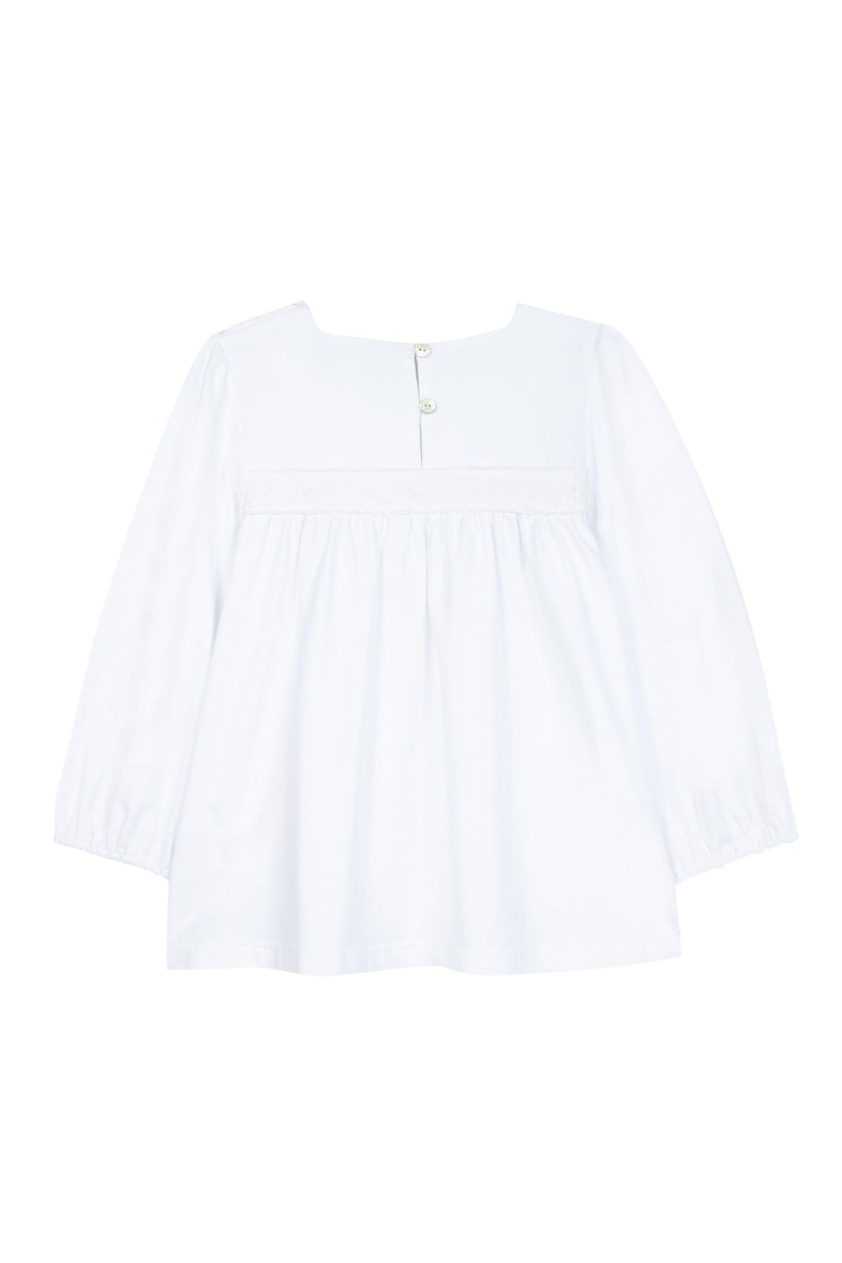 Blouse à encolure carrée et fronces en coton - Blanc
