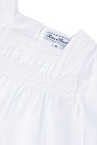 Blouse à encolure carrée et fronces en coton - Blanc