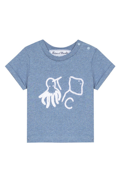 T-shirt Trésors de l'Océan brodé - Bleu Océan
