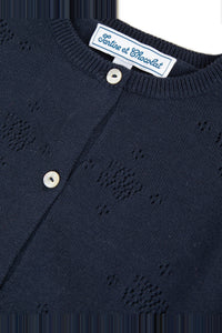 Cardigan dinette party en coton - Bleu marine