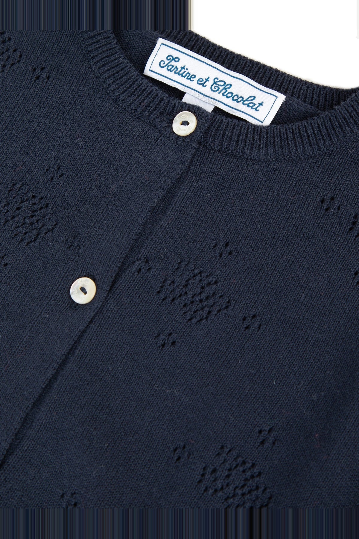 Cardigan dinette party en coton - Bleu marine