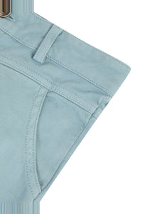 Pantalon uni à poches en coton - Vert d'eau