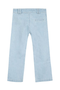 Jean à poches brodées en coton - Bleu clair