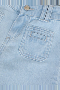 Jean à poches brodées en coton - Bleu clair