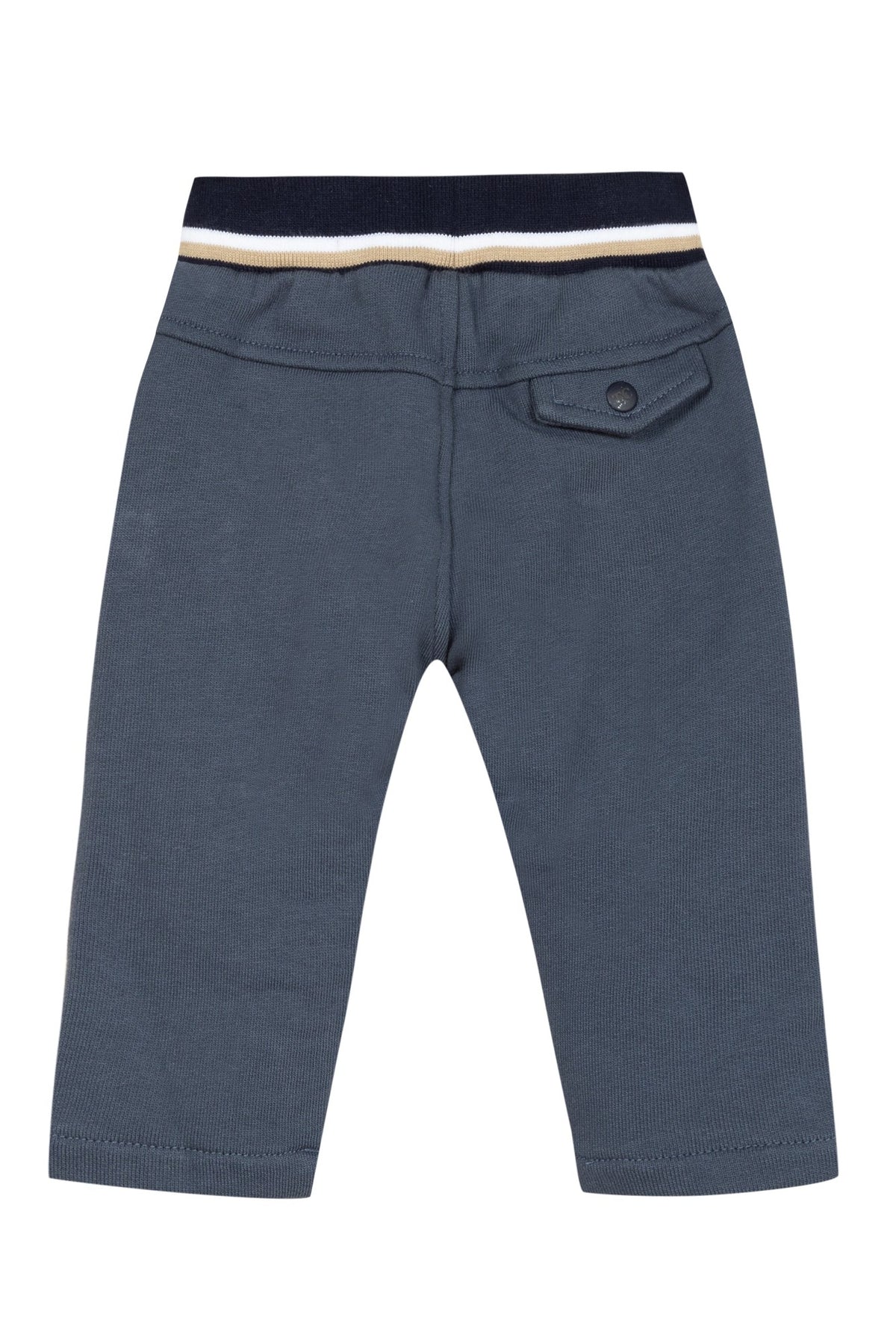 Pantalon à ceinture rayée en coton - Bleu gris