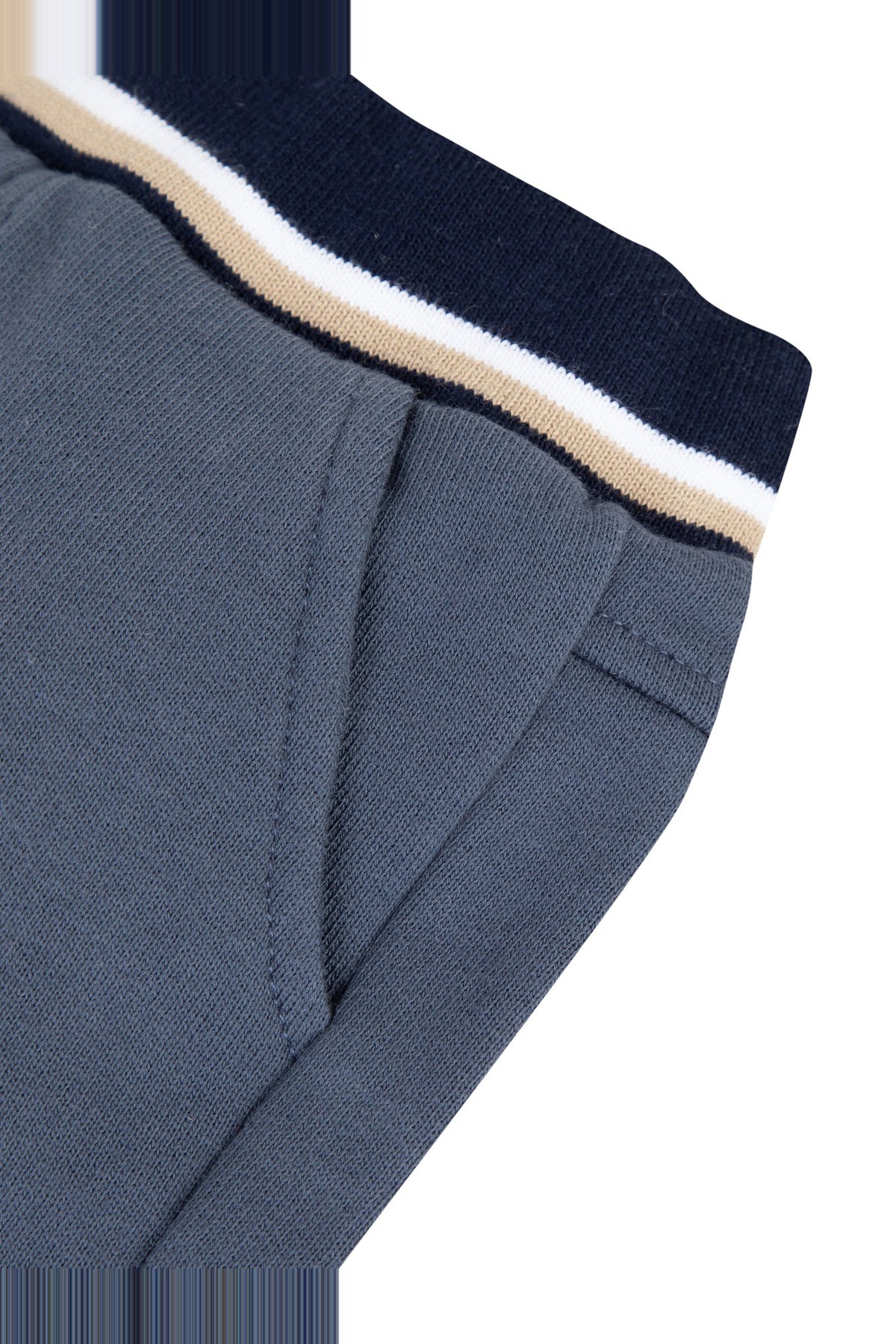 Pantalon à ceinture rayée en coton - Bleu gris