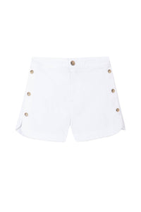Short à boutons latéraux en coton - Blanc